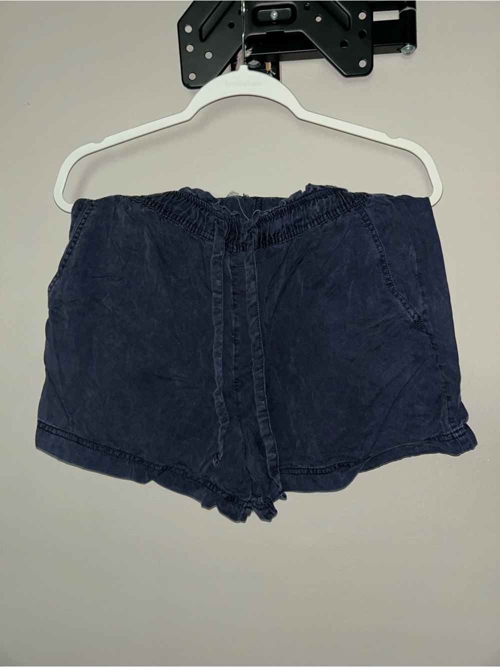 High-Waist Navy Lightweight Drawstring Shorts